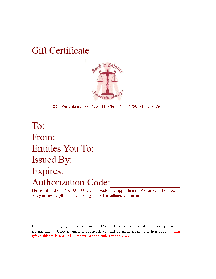 gift certificate in word voorbeeld afbeelding 