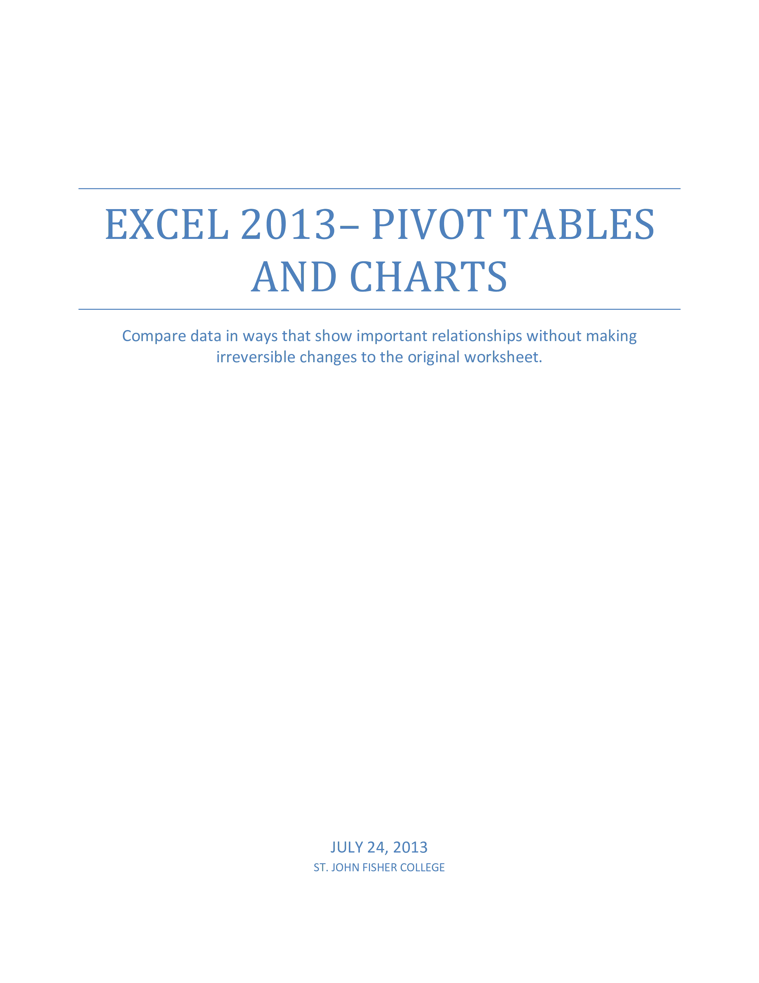 Pivot Table Chart Templates