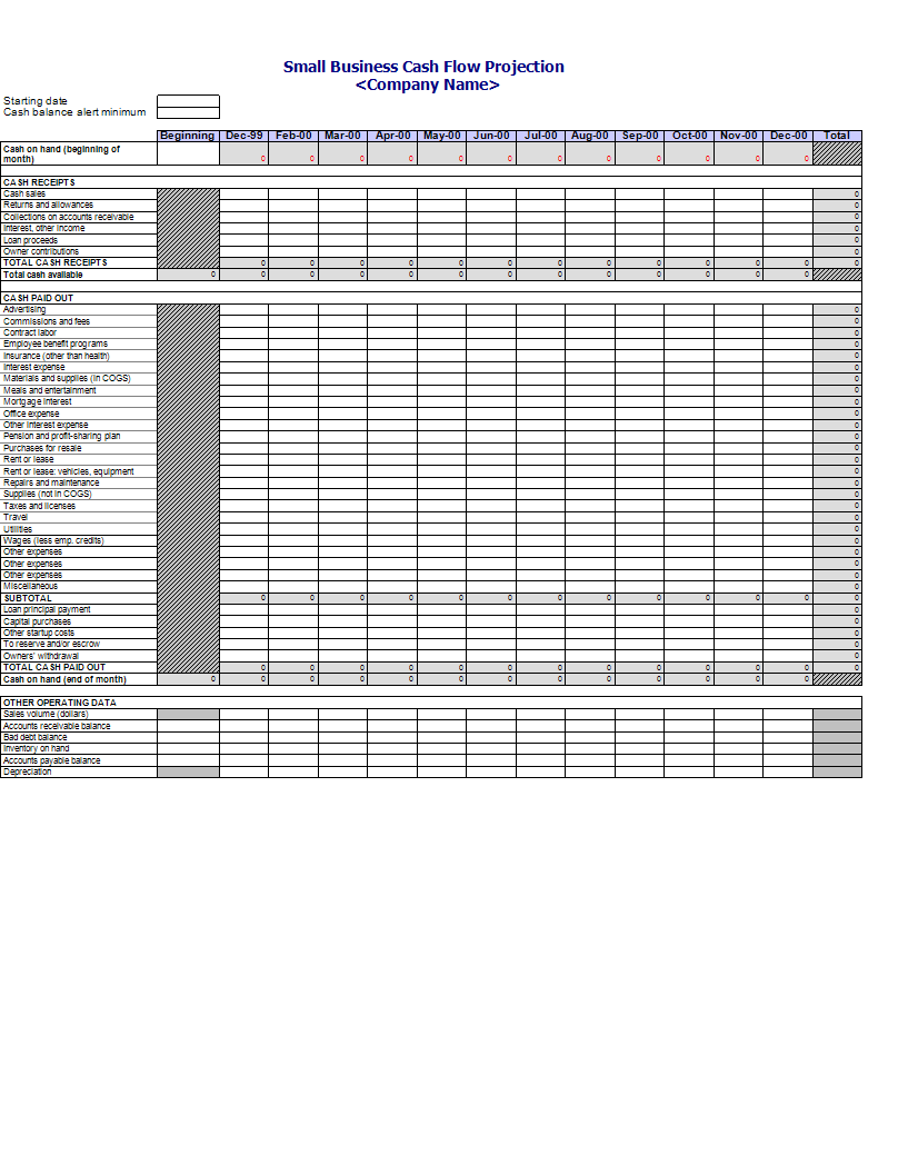 Formal Cash Flow Statement Spreadsheet Excel 模板