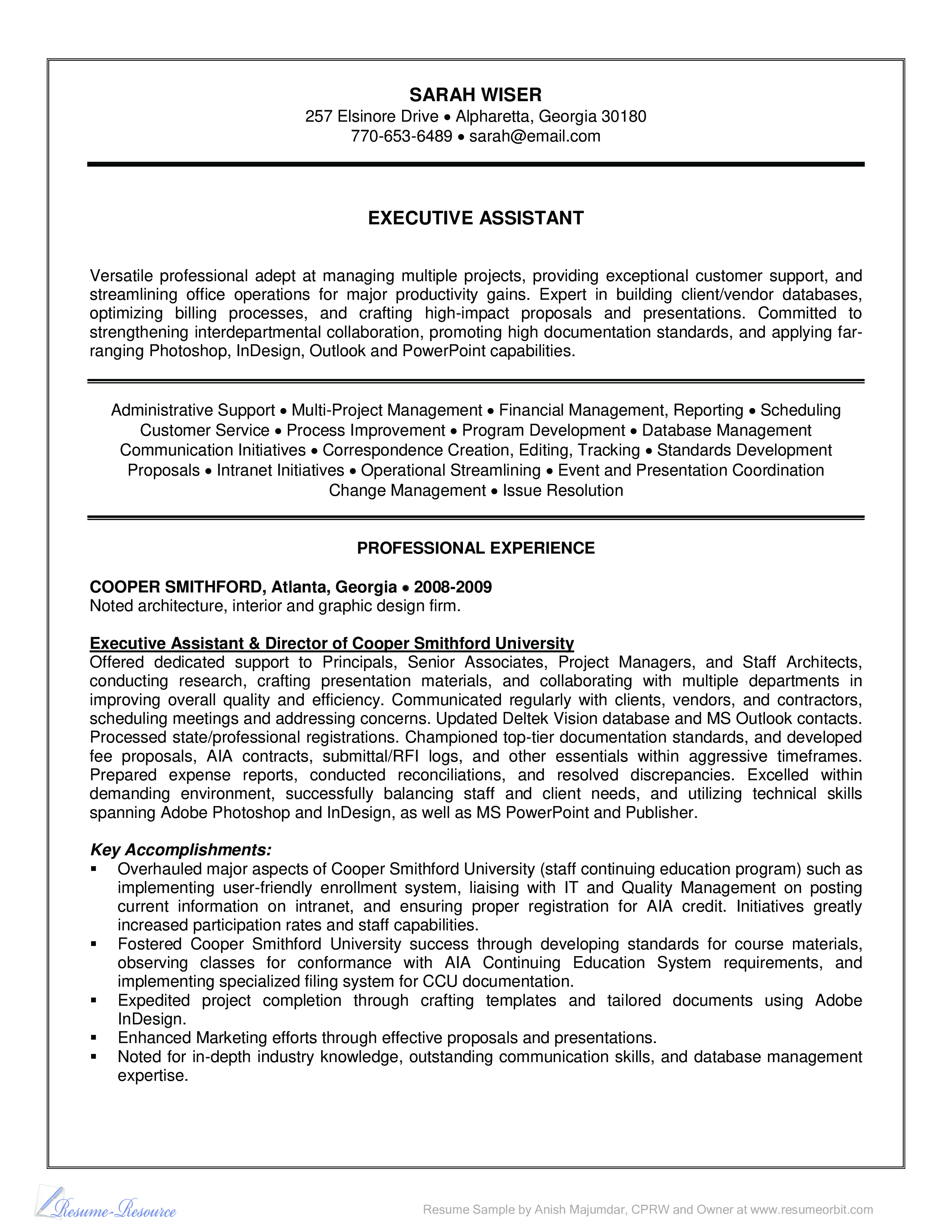  Executive Assistant Resume Allbusinesstemplates