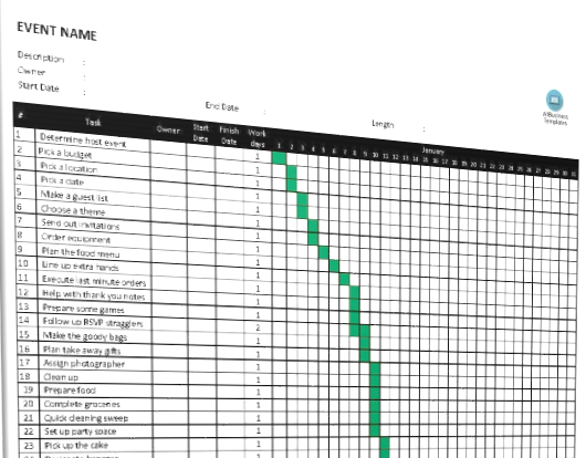 Party Planning Chart