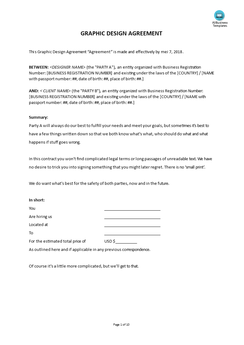 graphic design agreement template