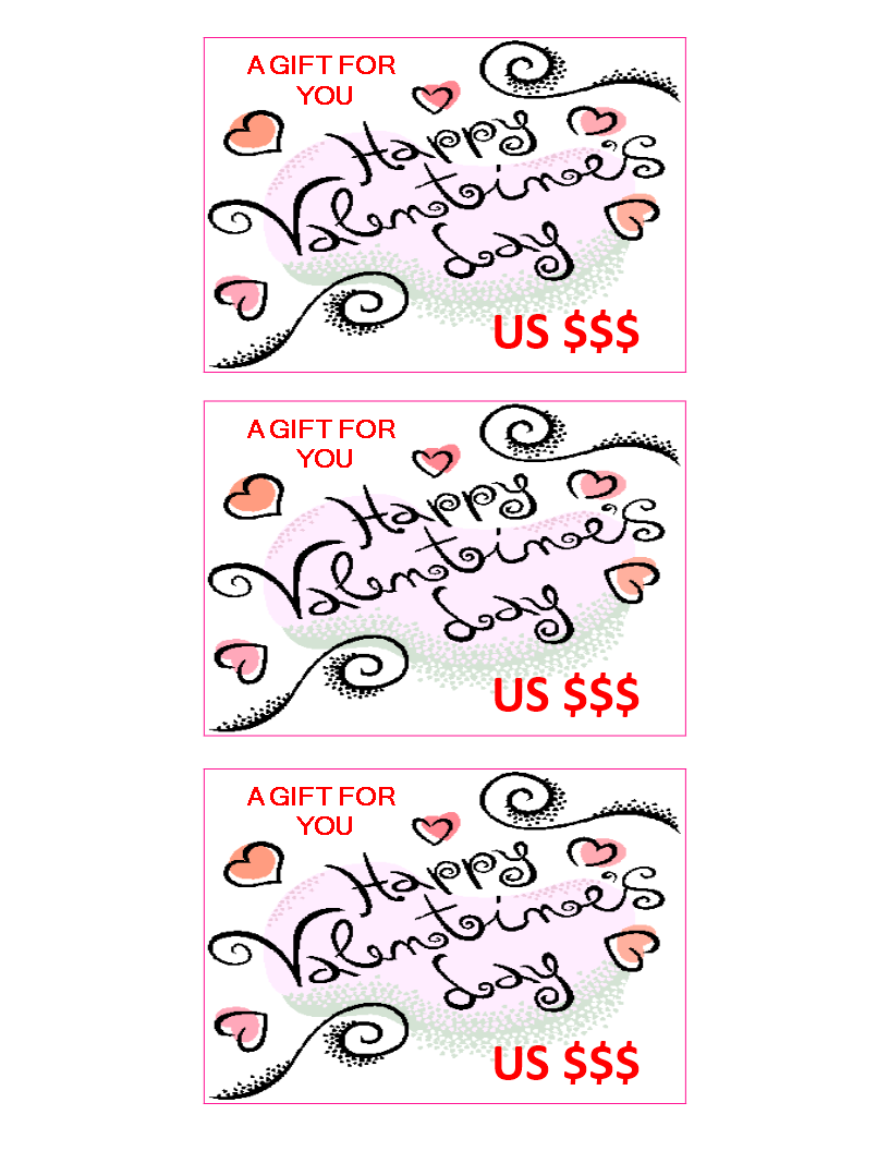 curly valentine gift coupon template