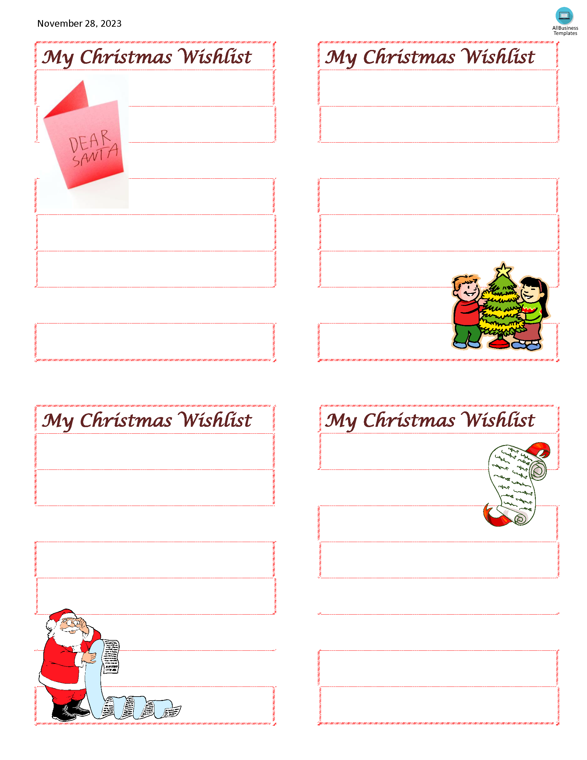Christmas Wish List 模板
