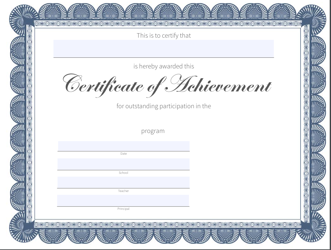 certificate of achievement voorbeeld afbeelding 