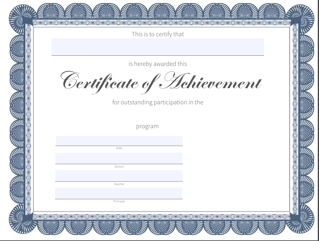 certificate of achievement template