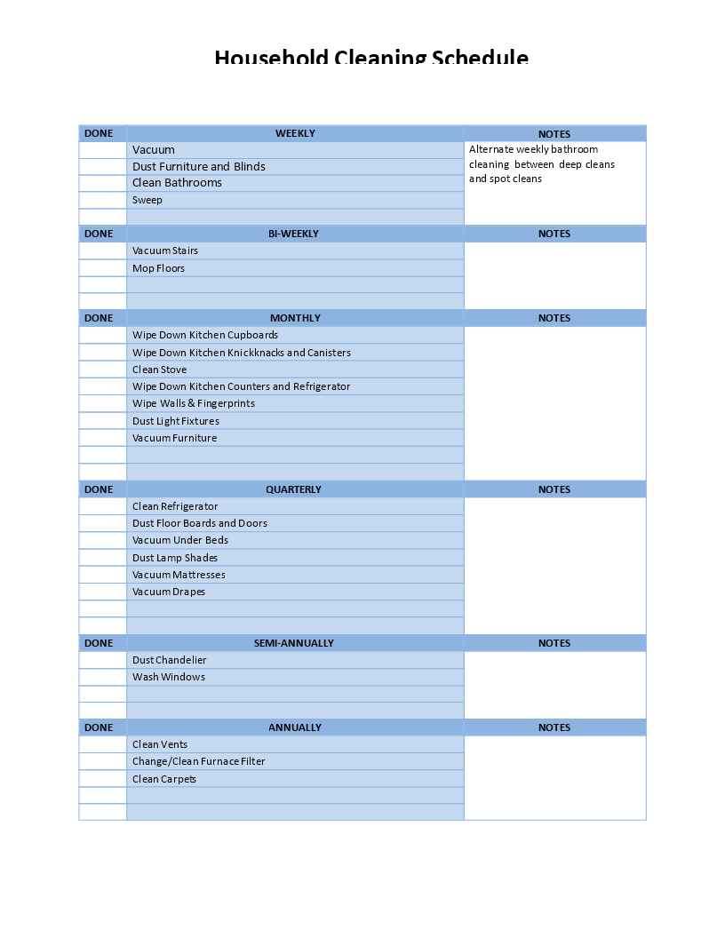 House Cleaning Schedule  Templates at allbusinesstemplates.com With Cleaning Report Template