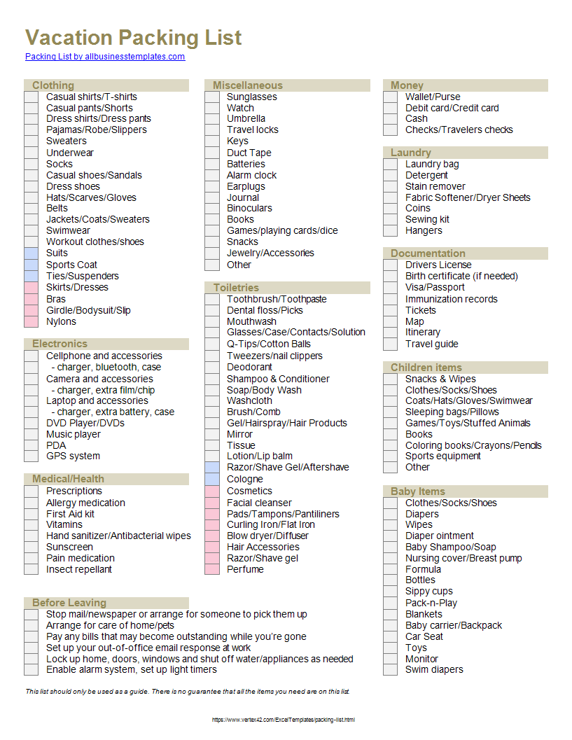 3-in-1 Packing List main image