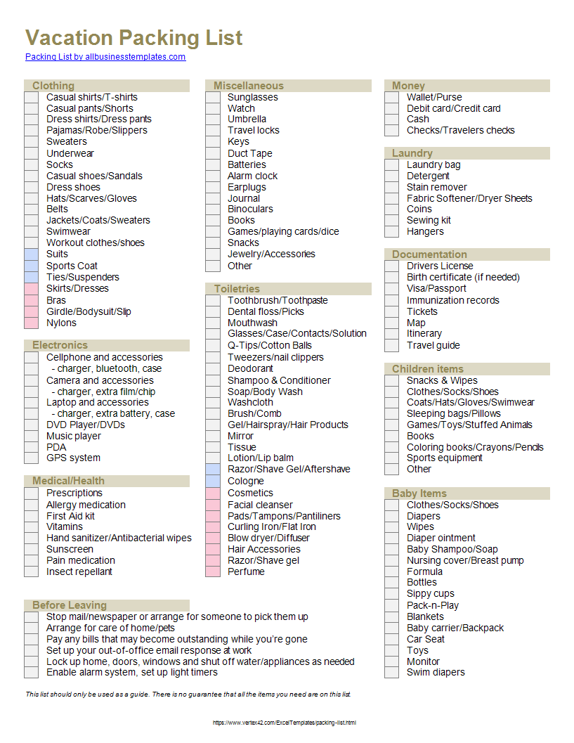 3-in-1 packing list plantilla imagen principal