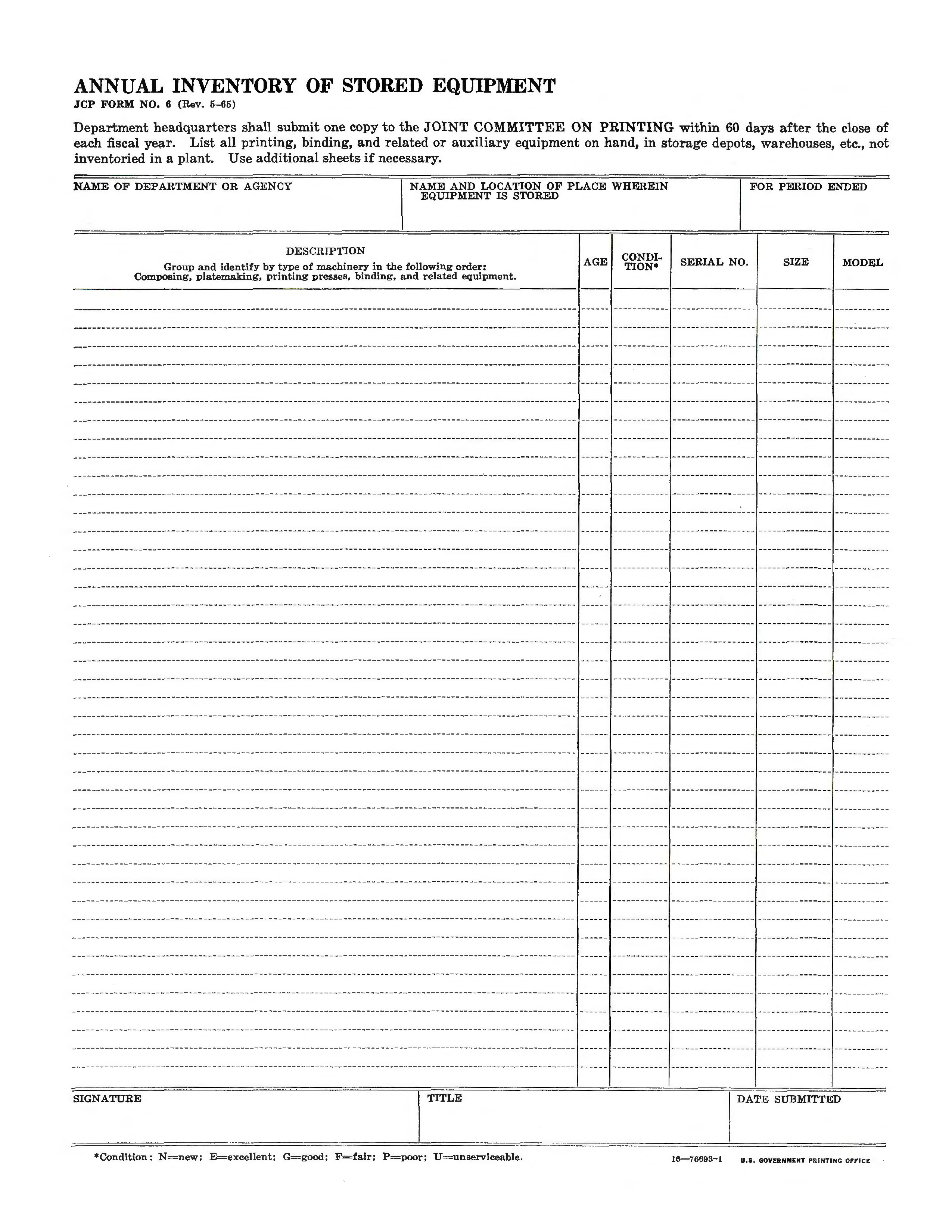 annual storage inventory template