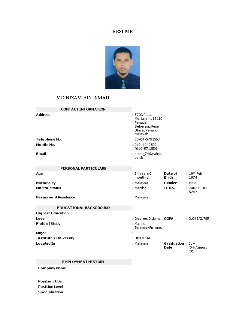 resume template malaysia 2018 - Piers Springer