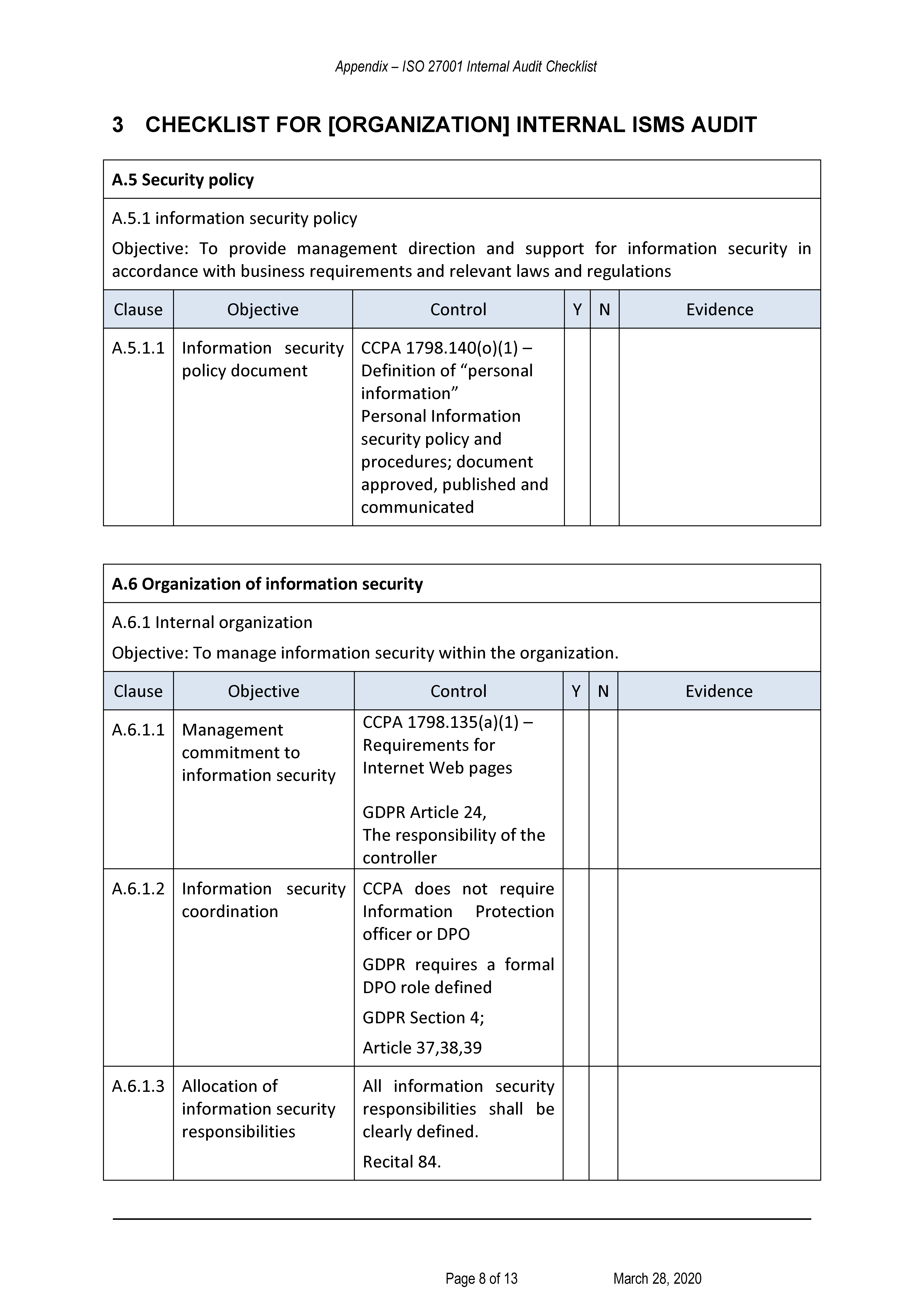 internal audit assignment plan