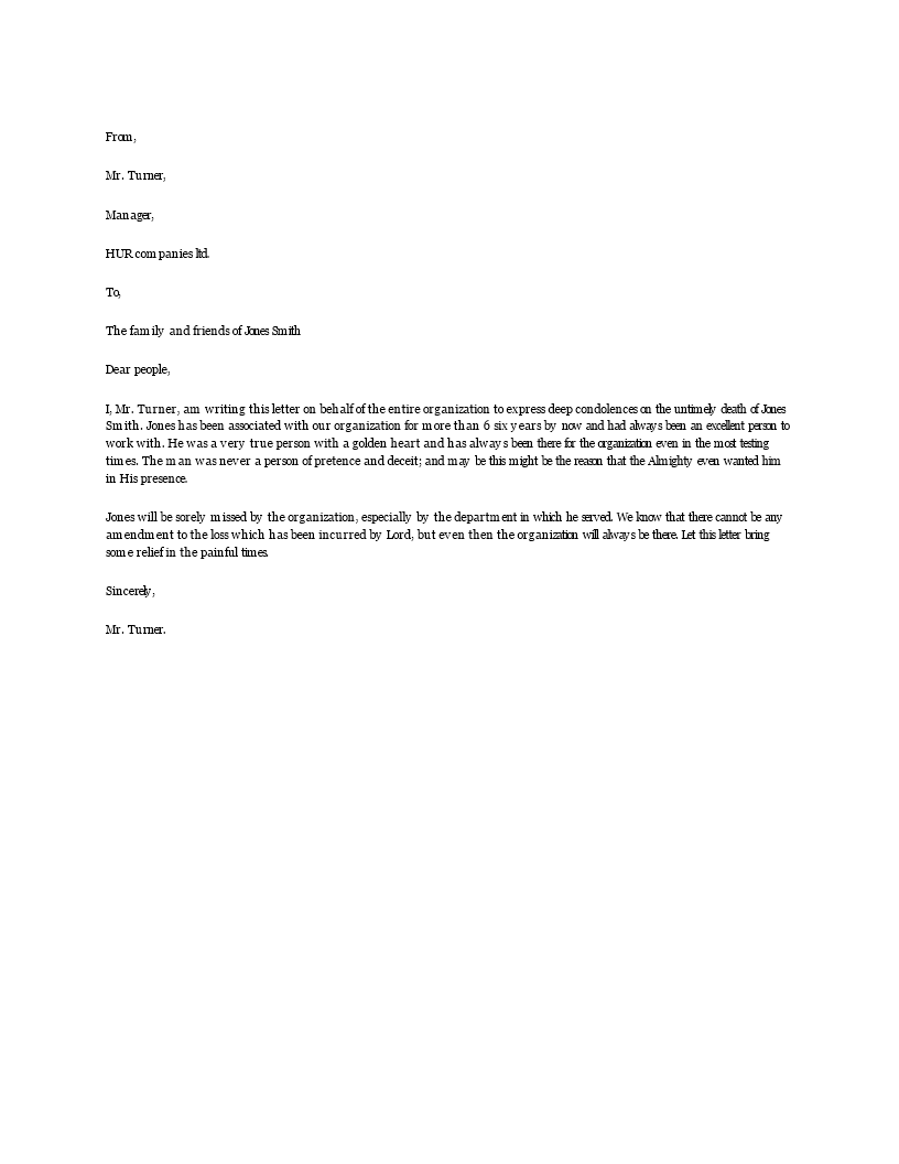 official condolence letter template Hauptschablonenbild