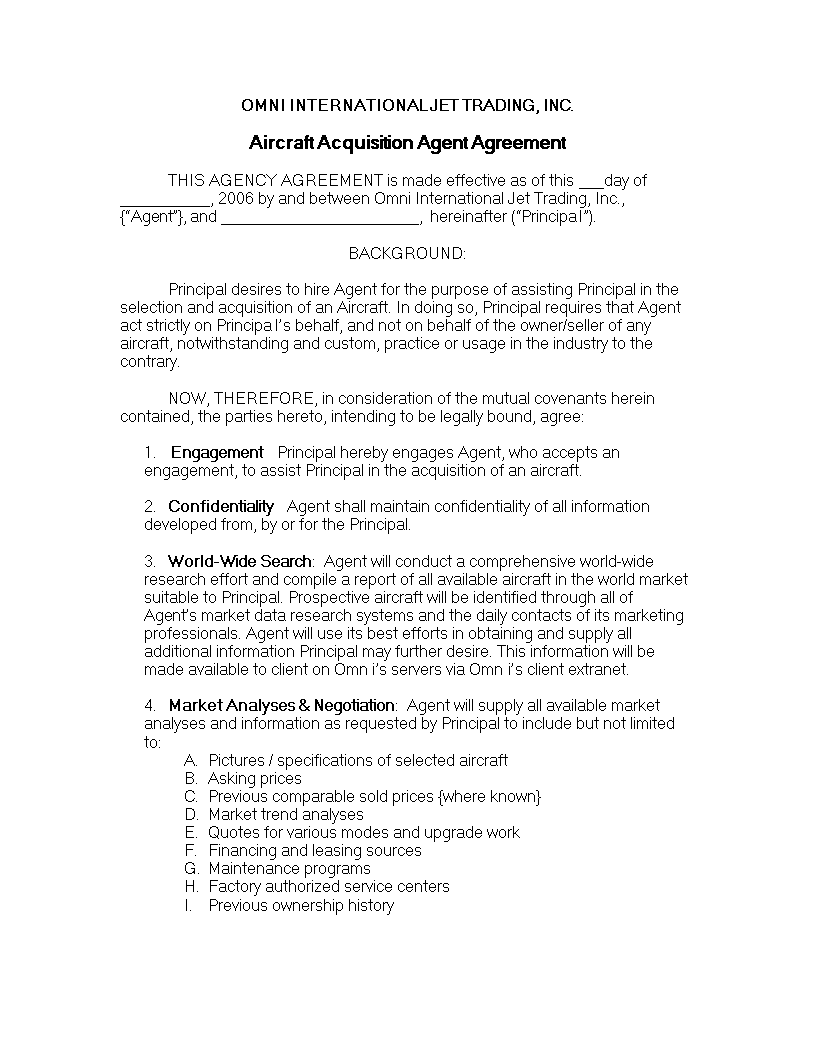 agent agreement Hauptschablonenbild
