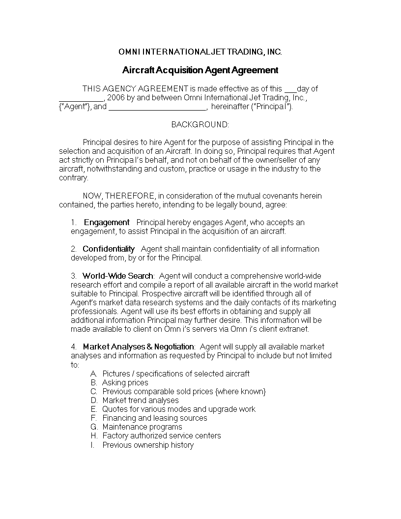 agent agreement modèles