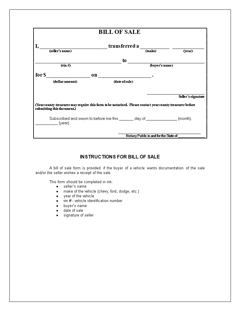 Generic Bill of Sale for Motorcycle 模板