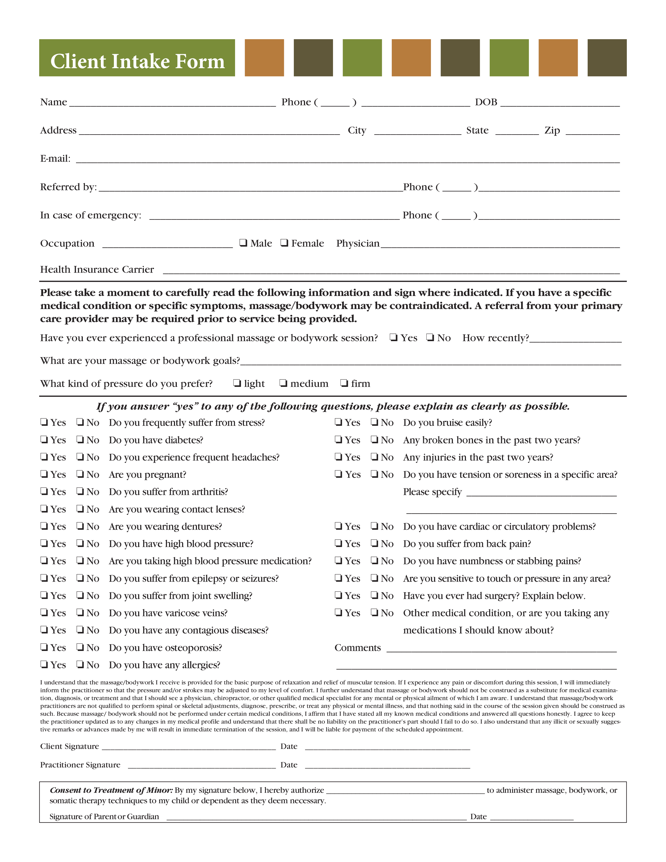 Client Intake Form Templates At Allbusinesstemplates