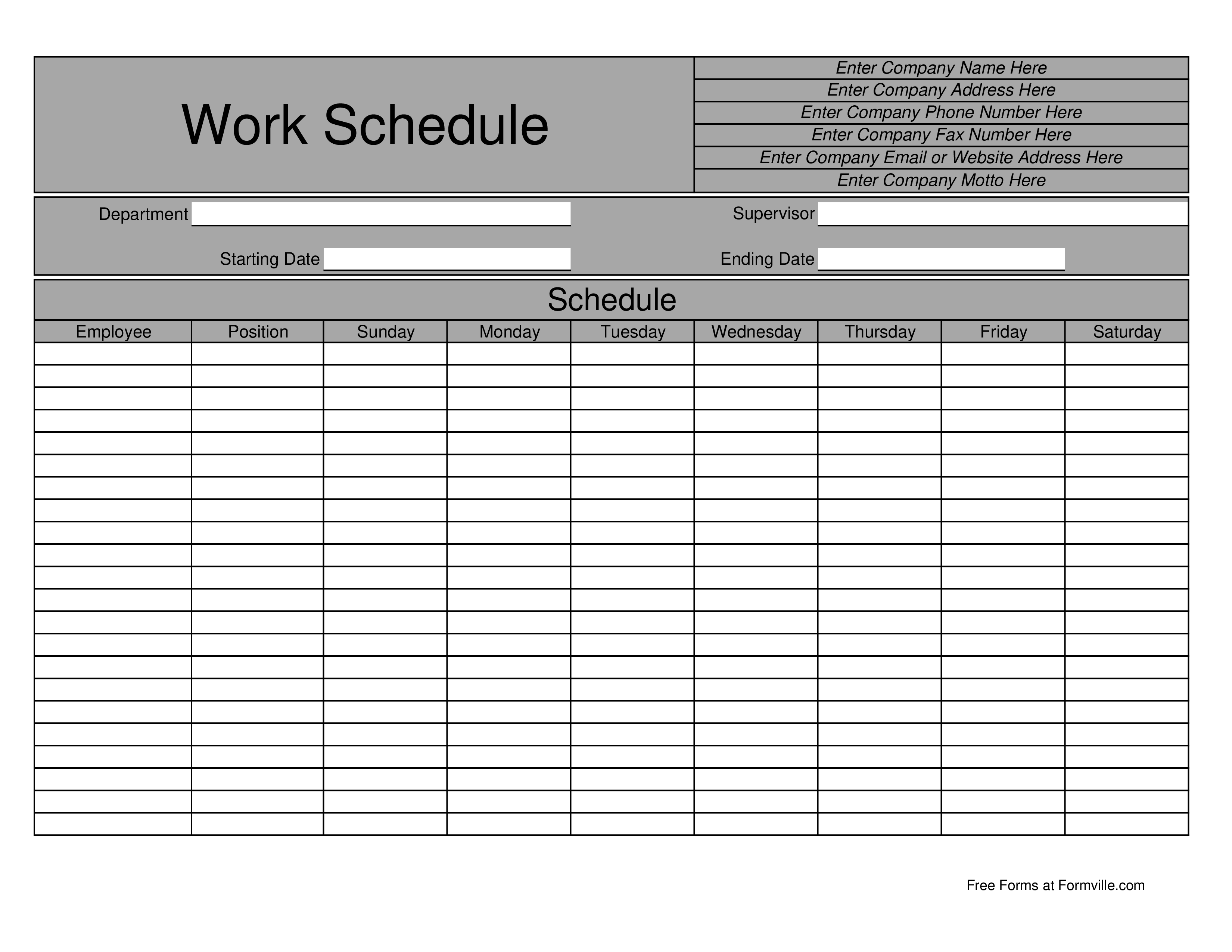 scheduling for work modèles