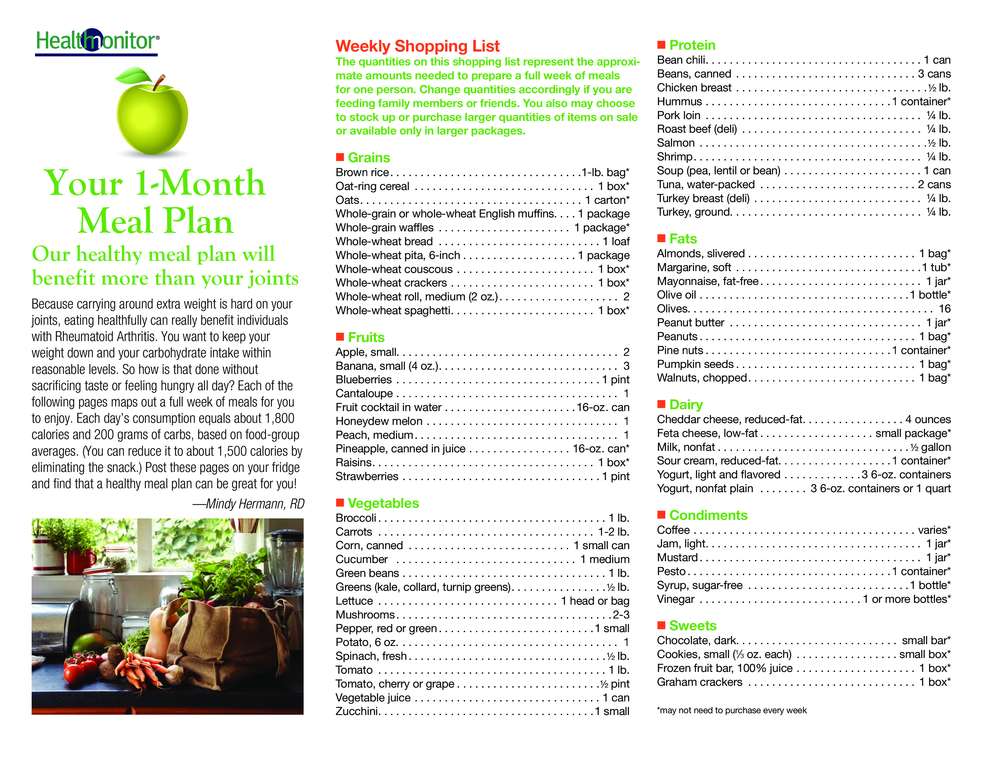 Monthly Meal Calendar 模板