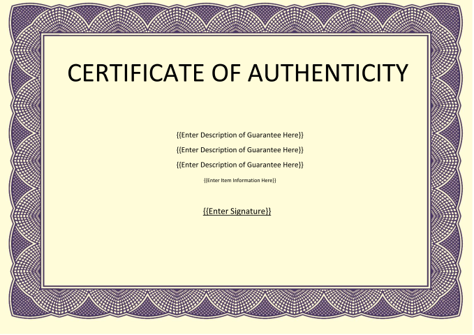 Certificate of Authenticity main image