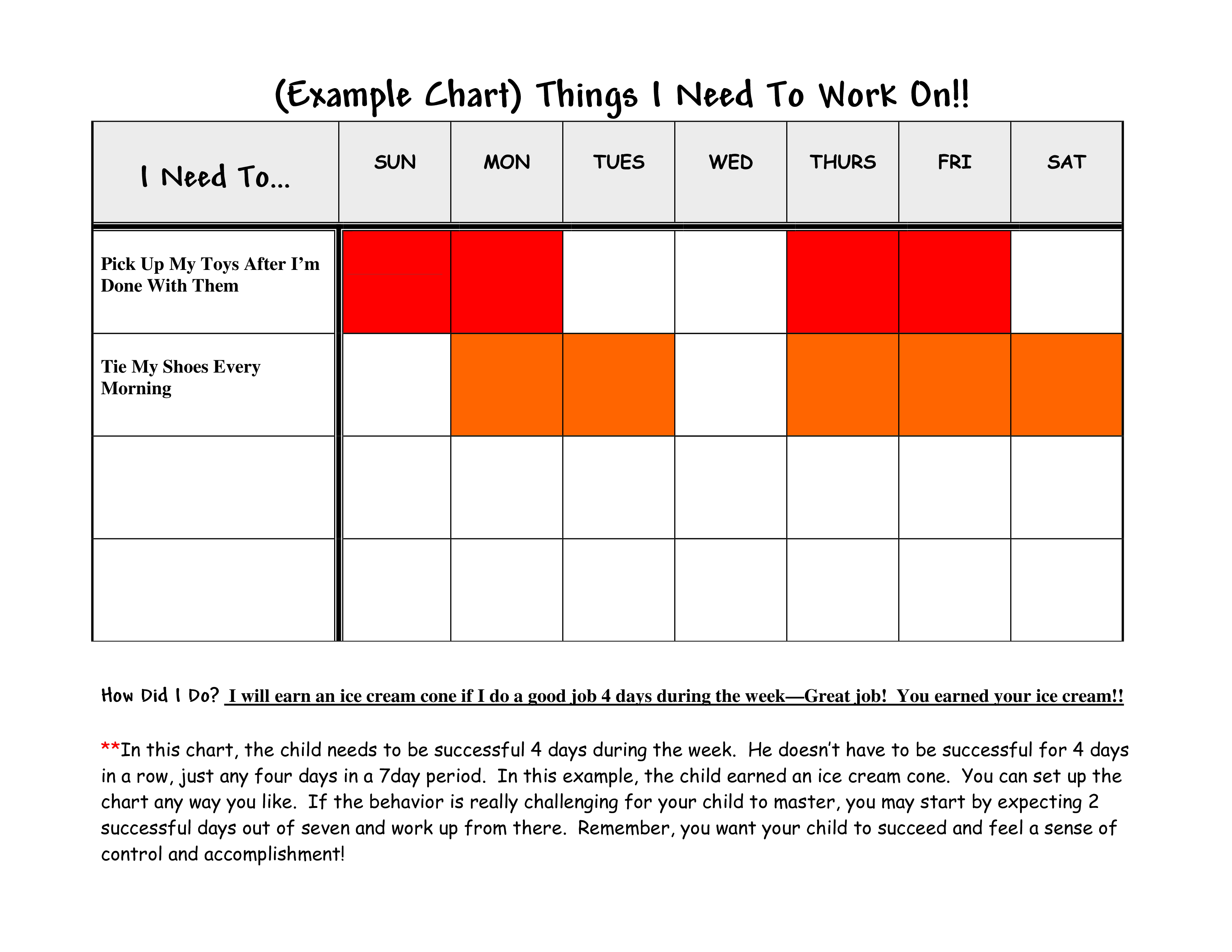 Printable Daily Behavior Chart 模板