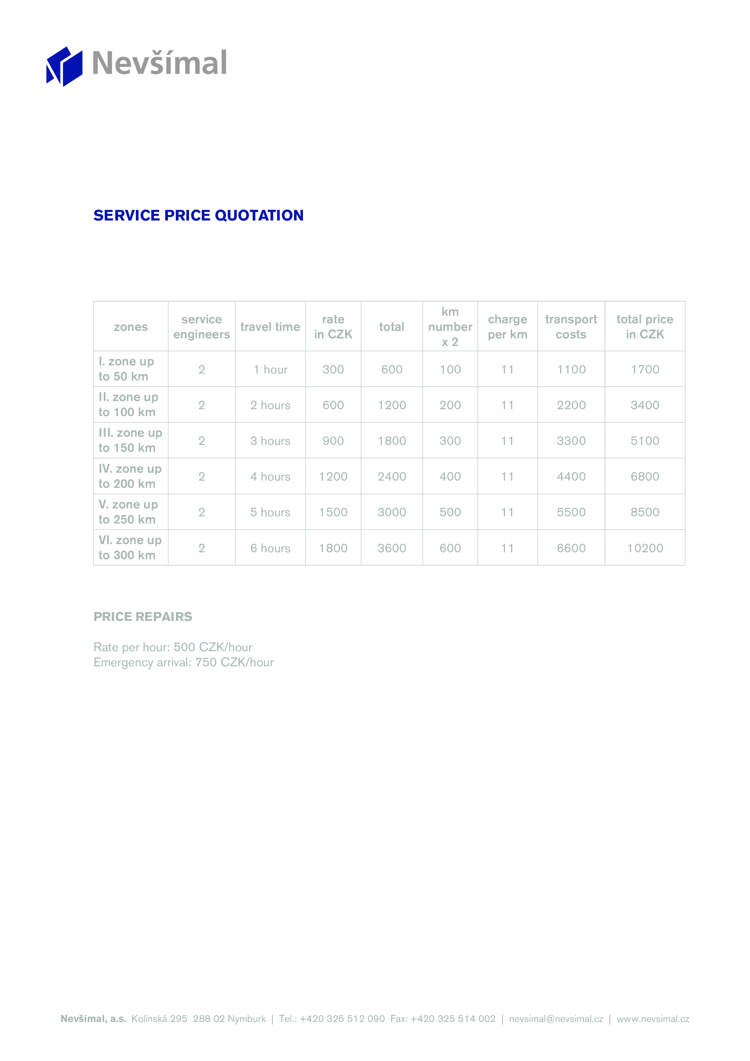 formal service quotation template