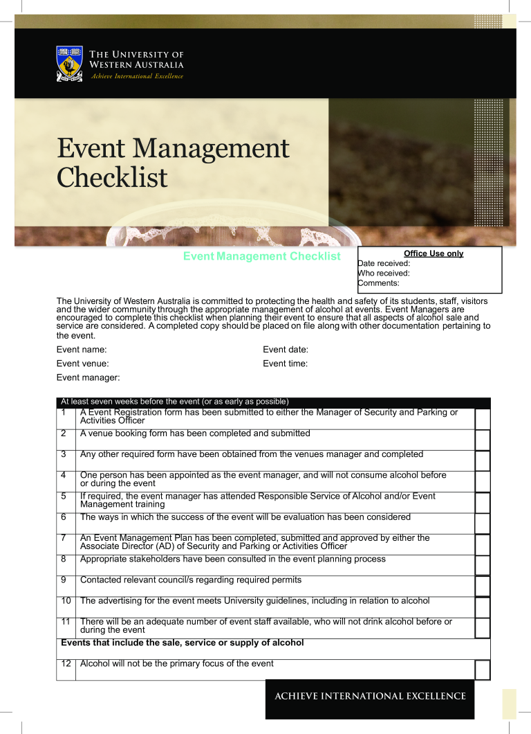 Event Management Checklist 模板