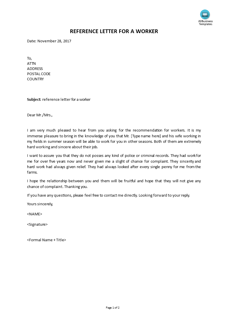 reference letter from landlord Hauptschablonenbild