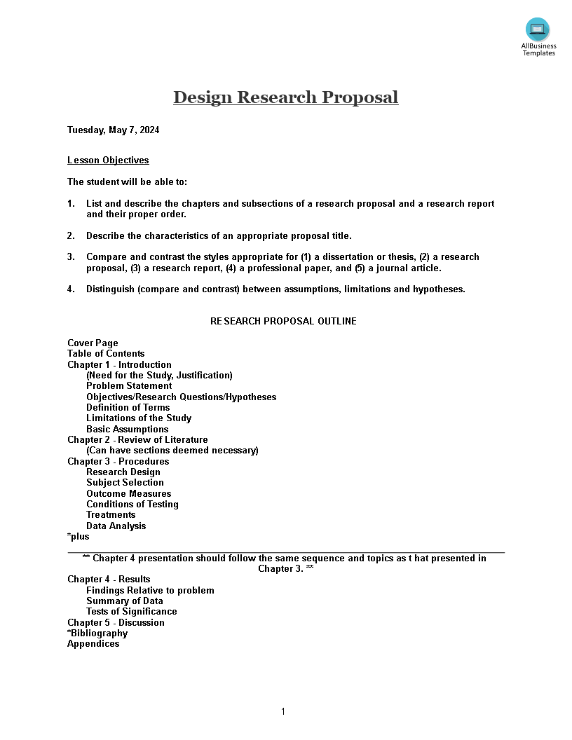 design research proposal modèles