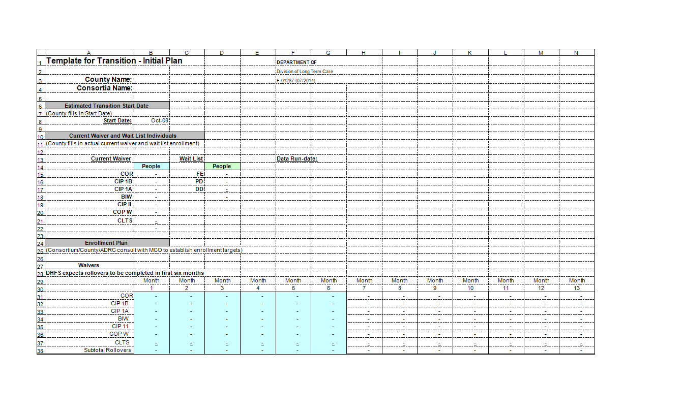 company department transition plan excel Hauptschablonenbild