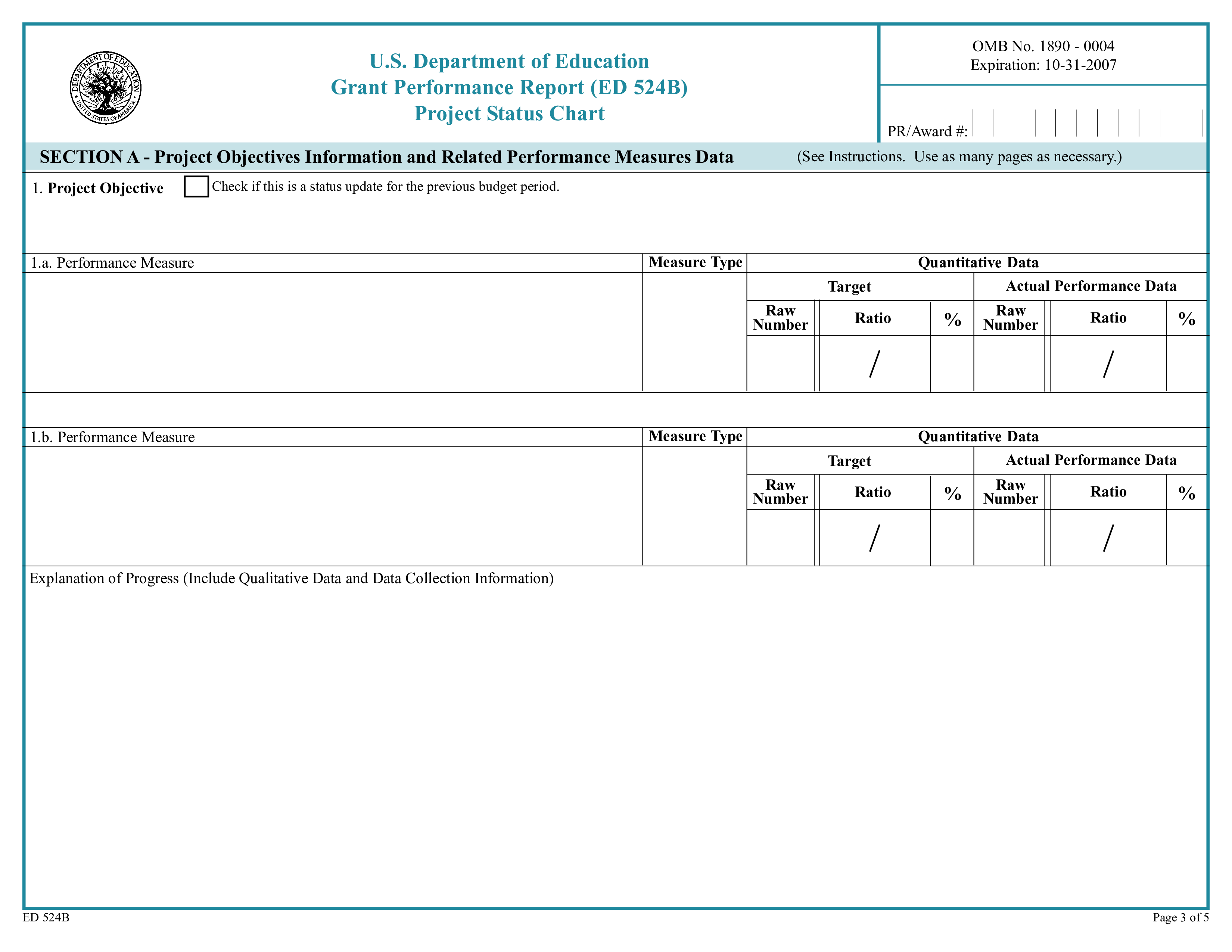 grant performance report template