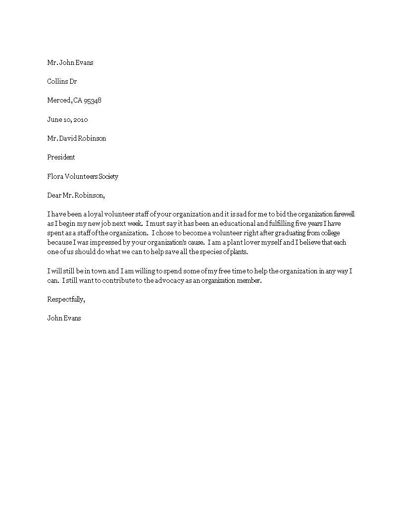 farewell letter to organization template