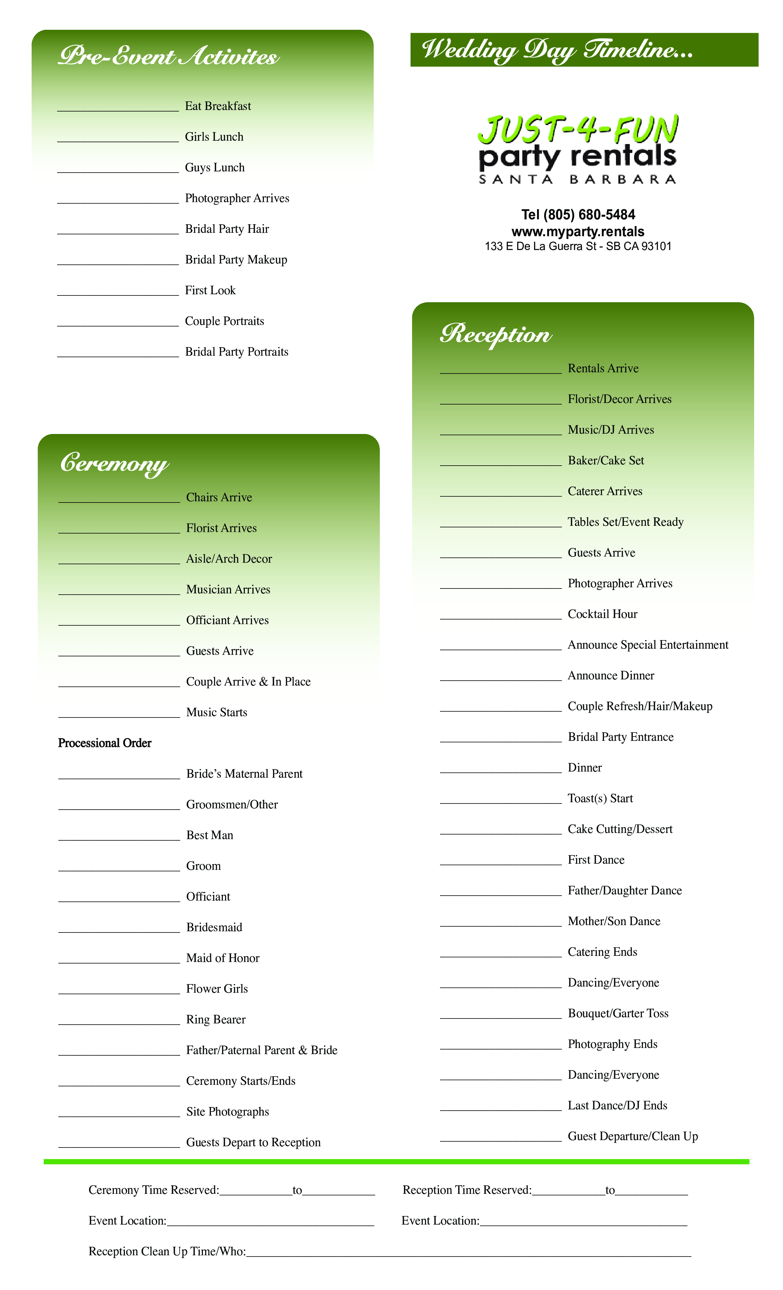 wedding day timeline template