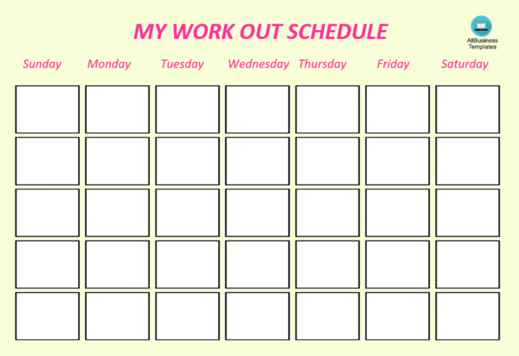printable blank workout schedule plantilla imagen principal