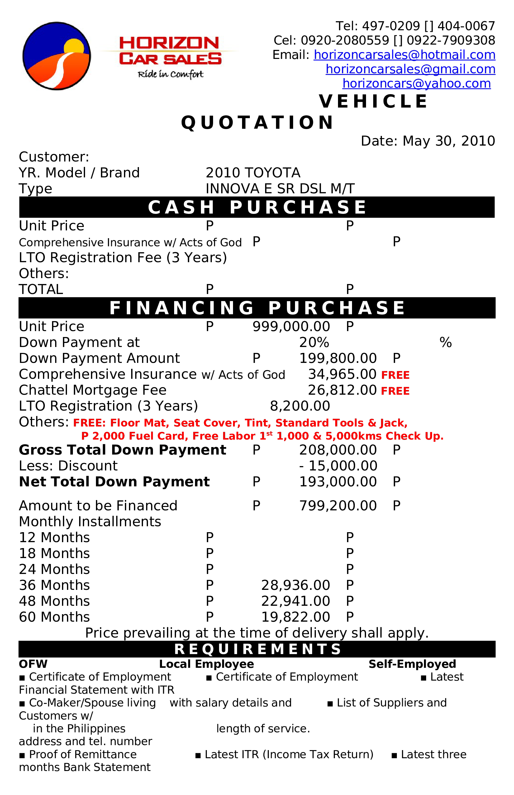 vehicle purchase format voorbeeld afbeelding 