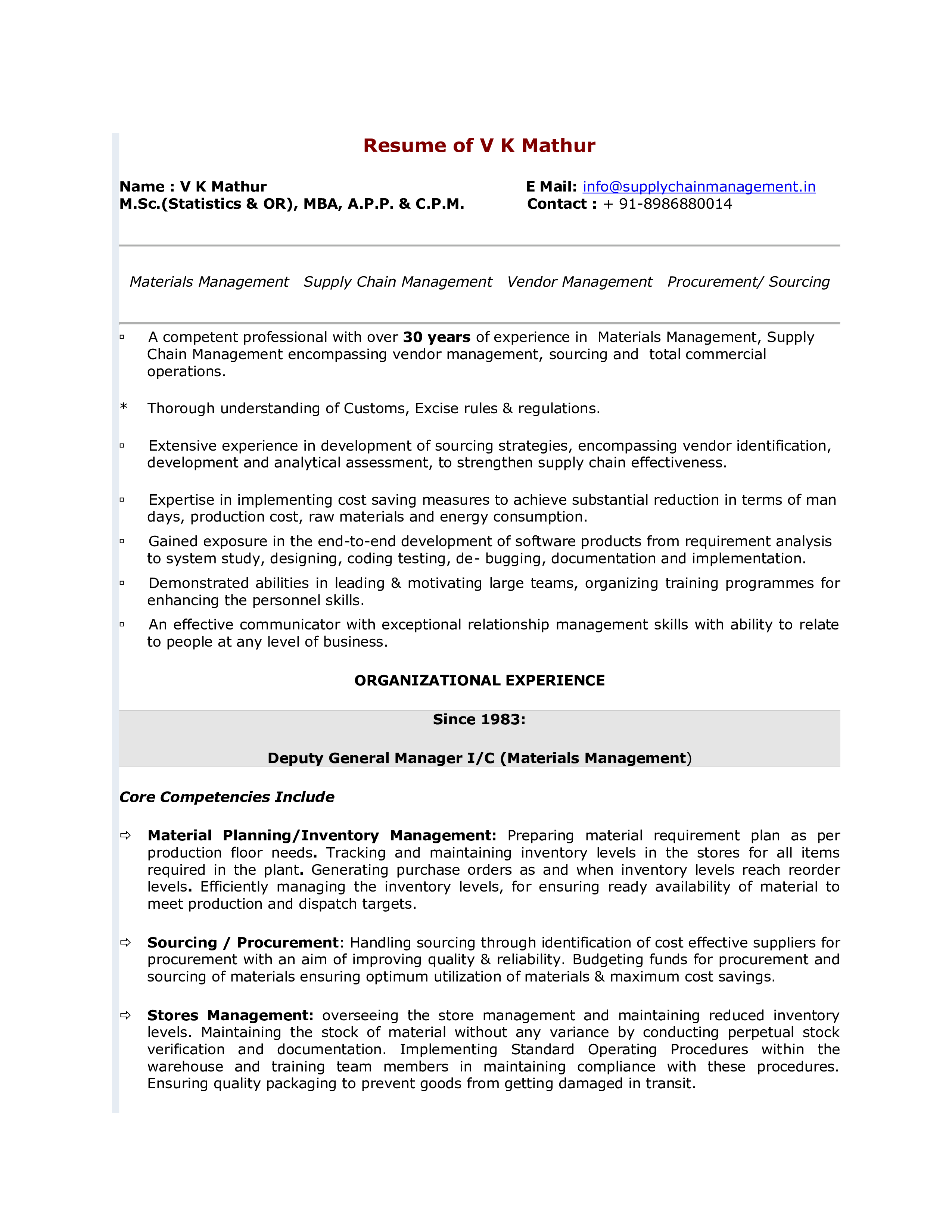 assistant general manager resume Hauptschablonenbild