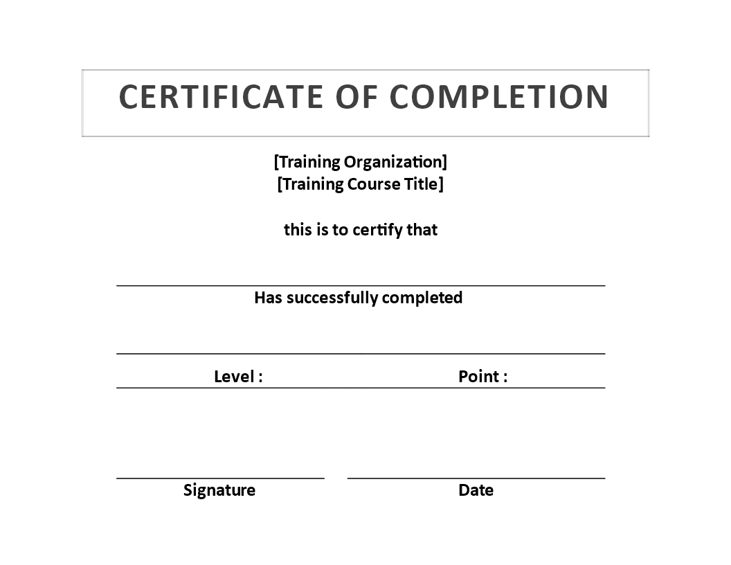 training certificate of completion template modèles