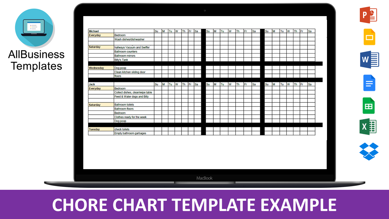 Chore Chart Template Excel