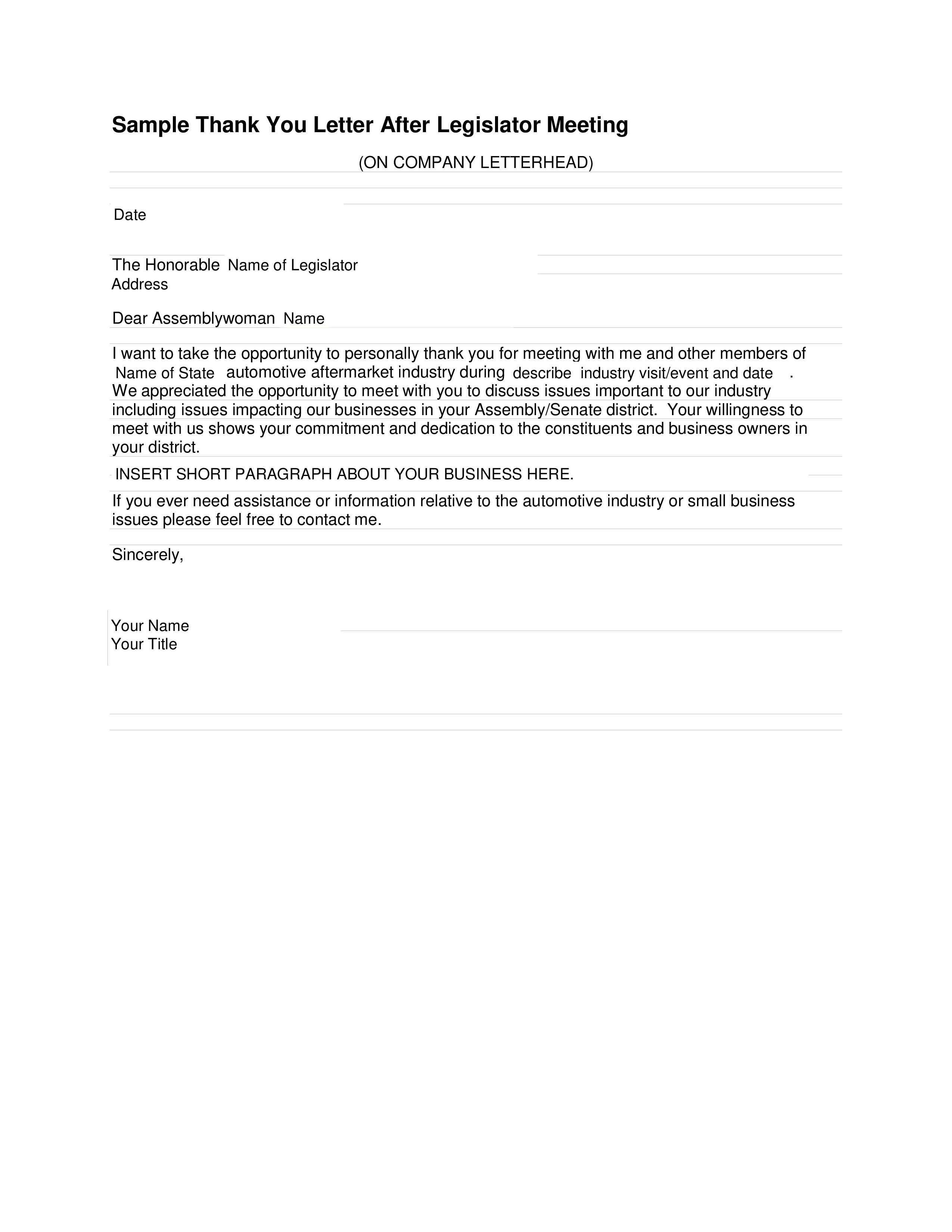 business thank you meeting letter template