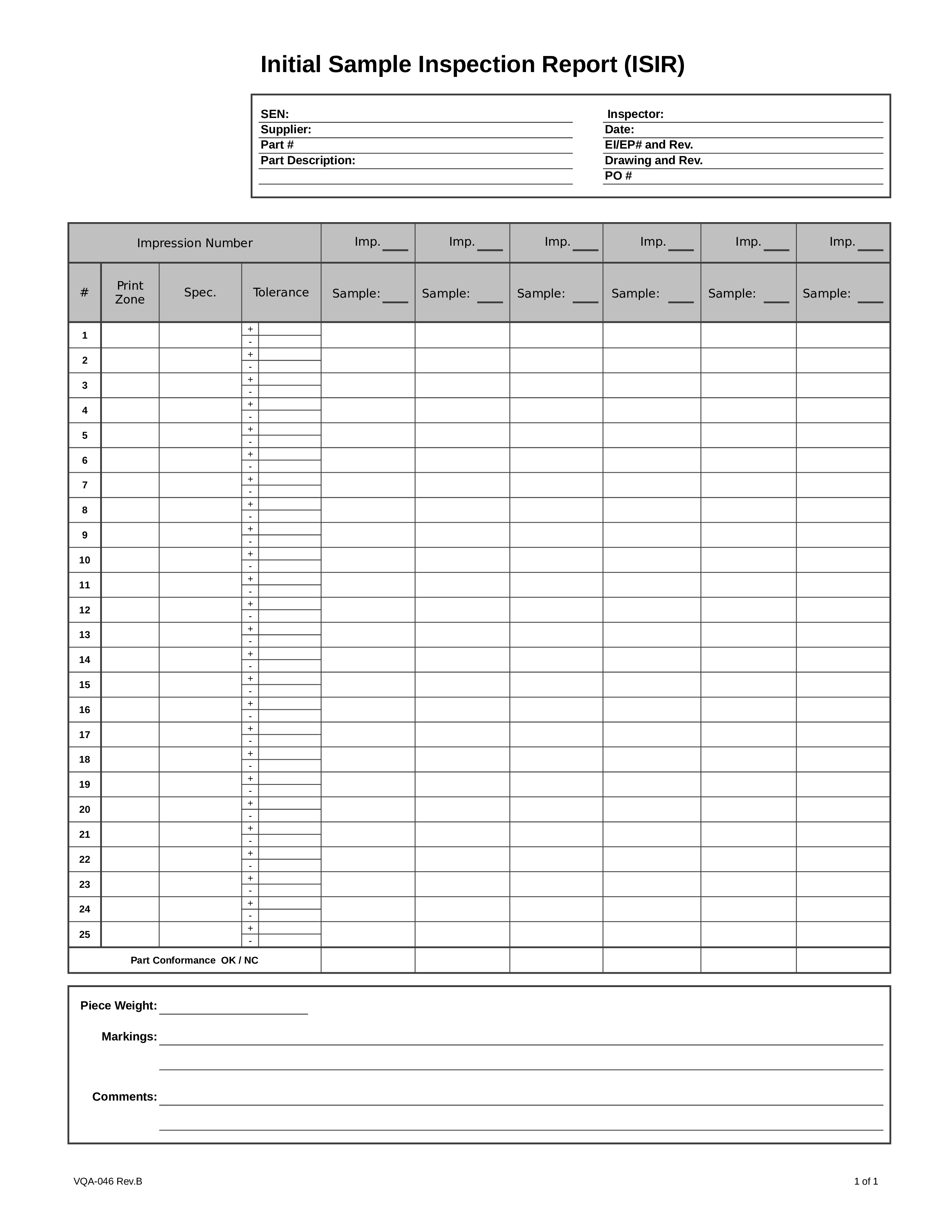 sample initial inspection template