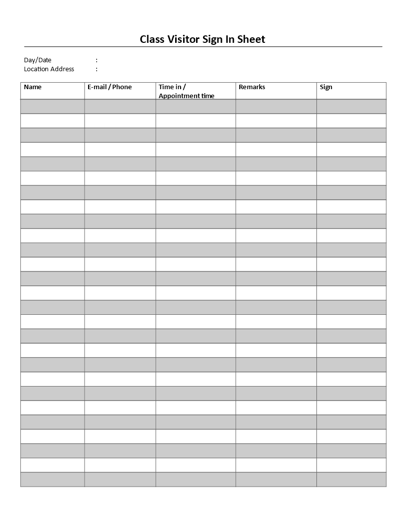 class visitor sign in sheet plantilla imagen principal