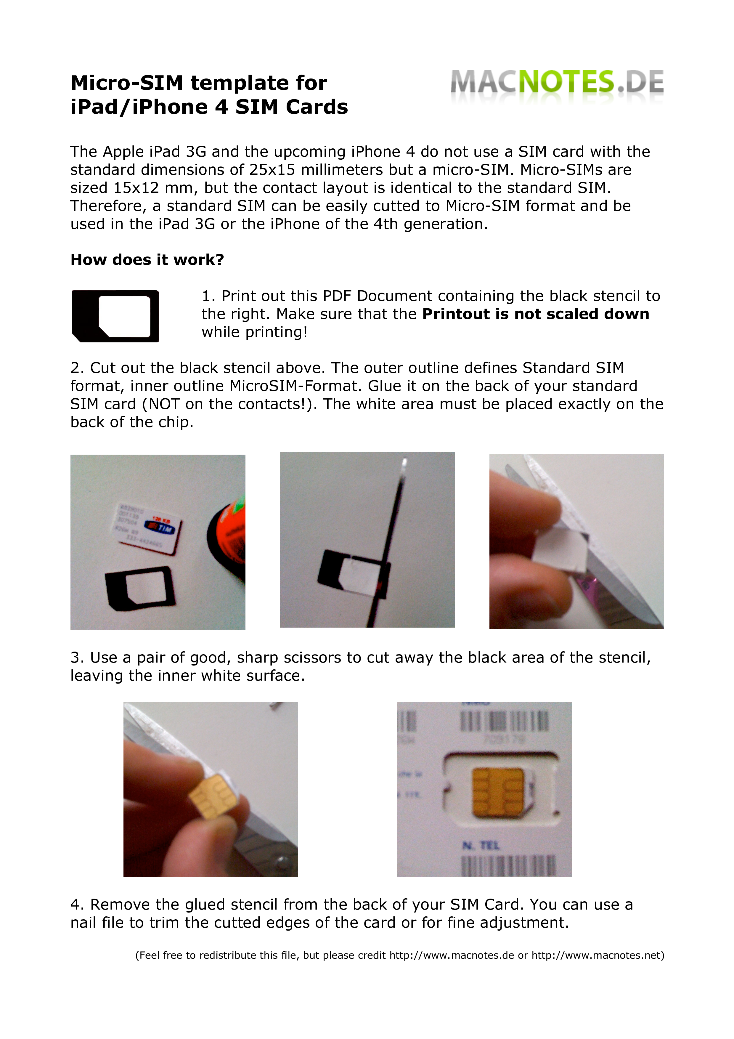 Micro Sim template - easy to cut yourself main image