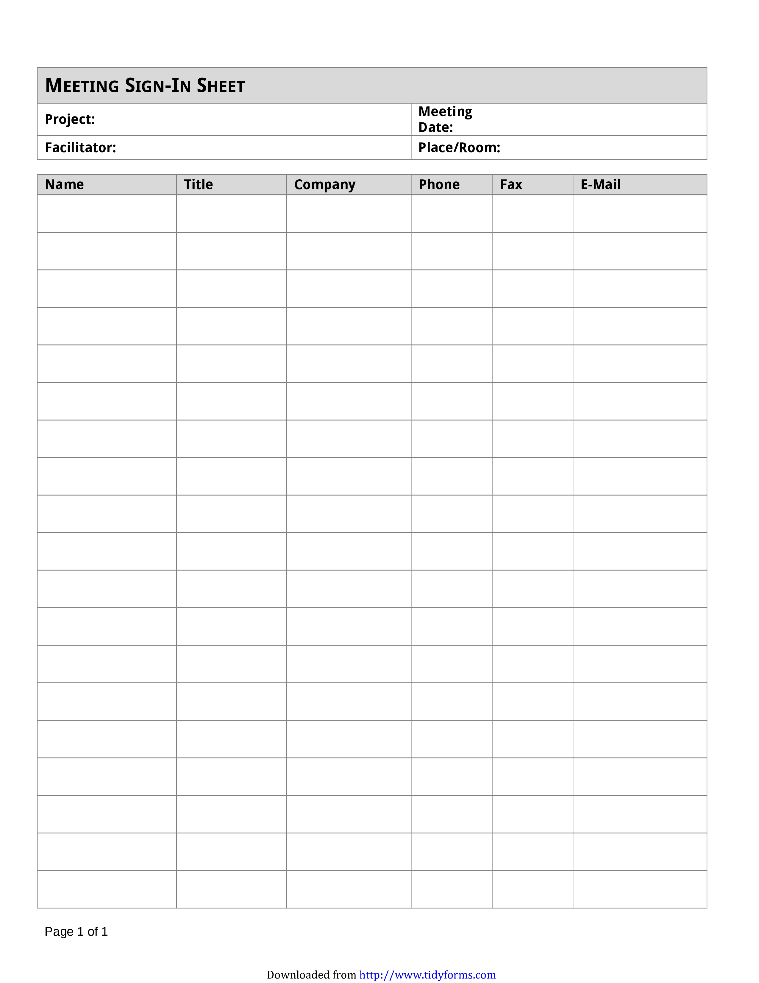 Employee Meeting Sign In Sheet main image