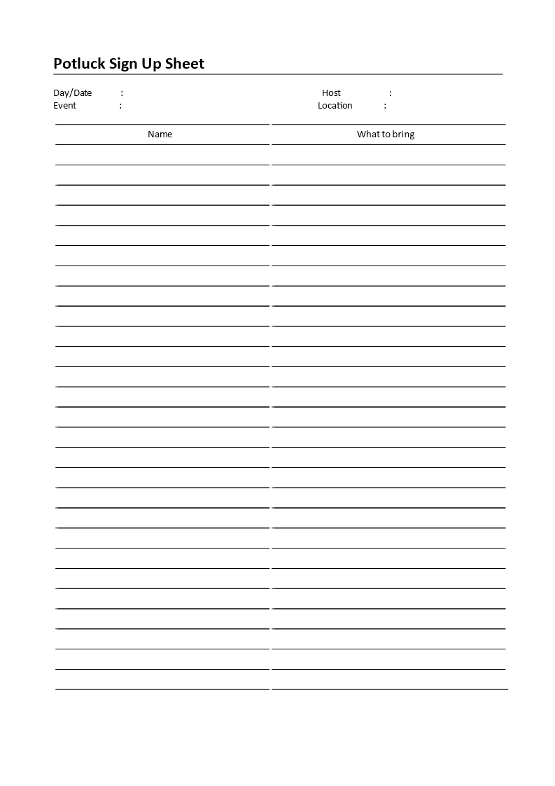 Work Potluck Sign Up Sheet  Templates at allbusinesstemplates.com Intended For Potluck Signup Sheet Template Word