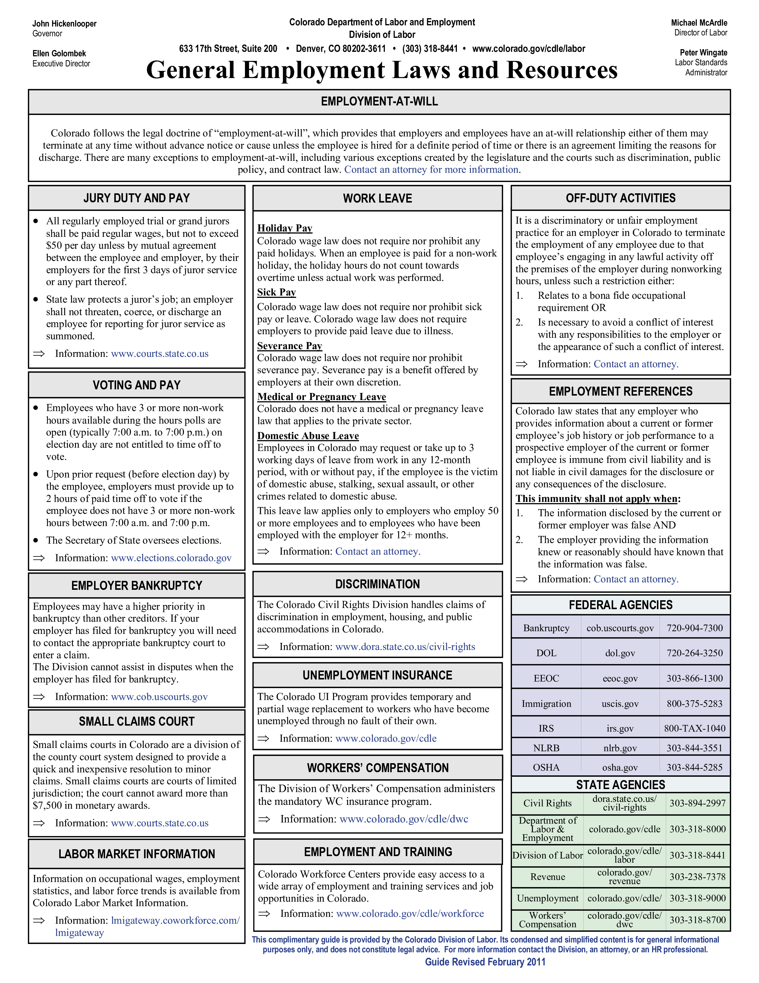 general employment law factsheet modèles