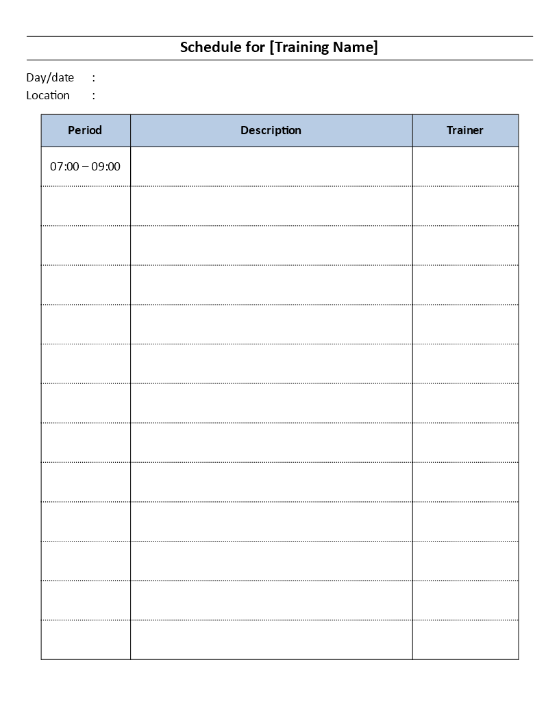 Trainingschema Template 模板