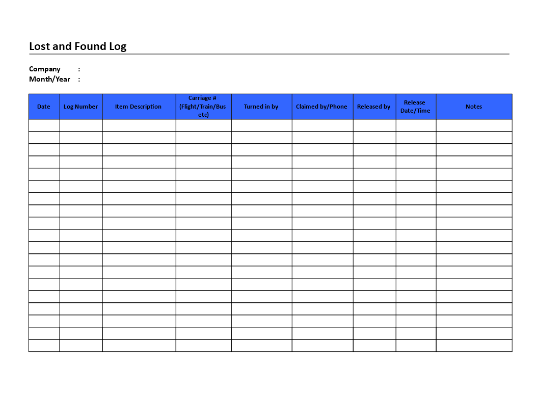 lost and found log voorbeeld afbeelding 