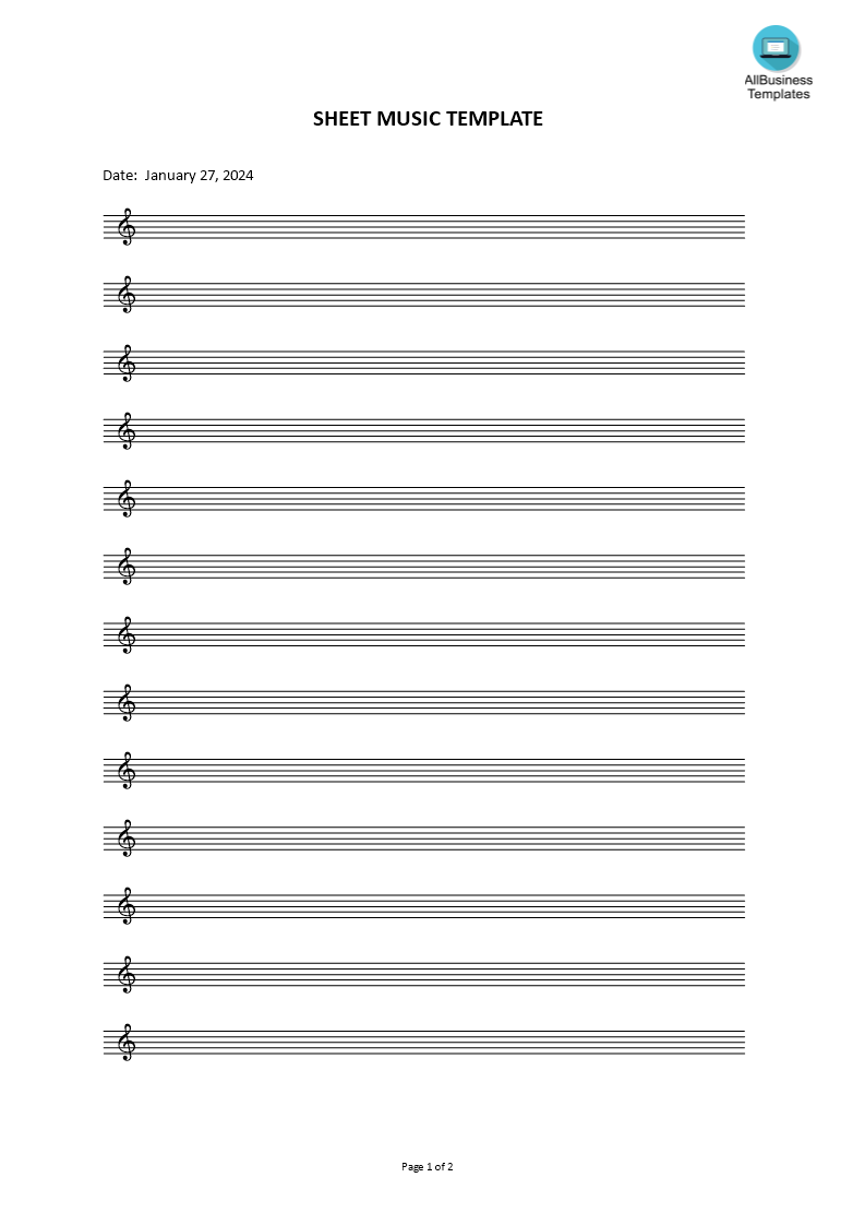 music sheet template template