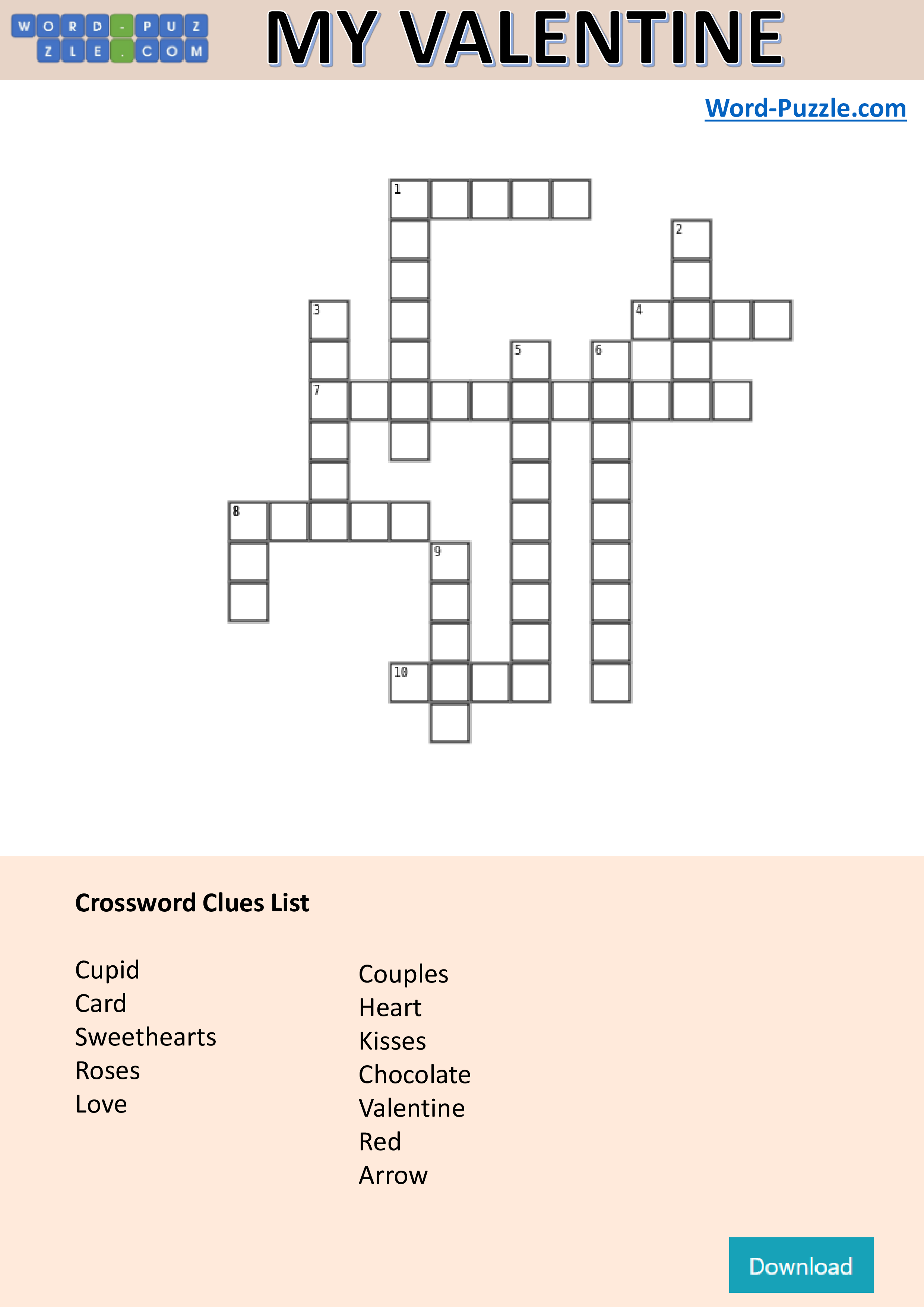 valentine's day crossword puzzle voorbeeld afbeelding 