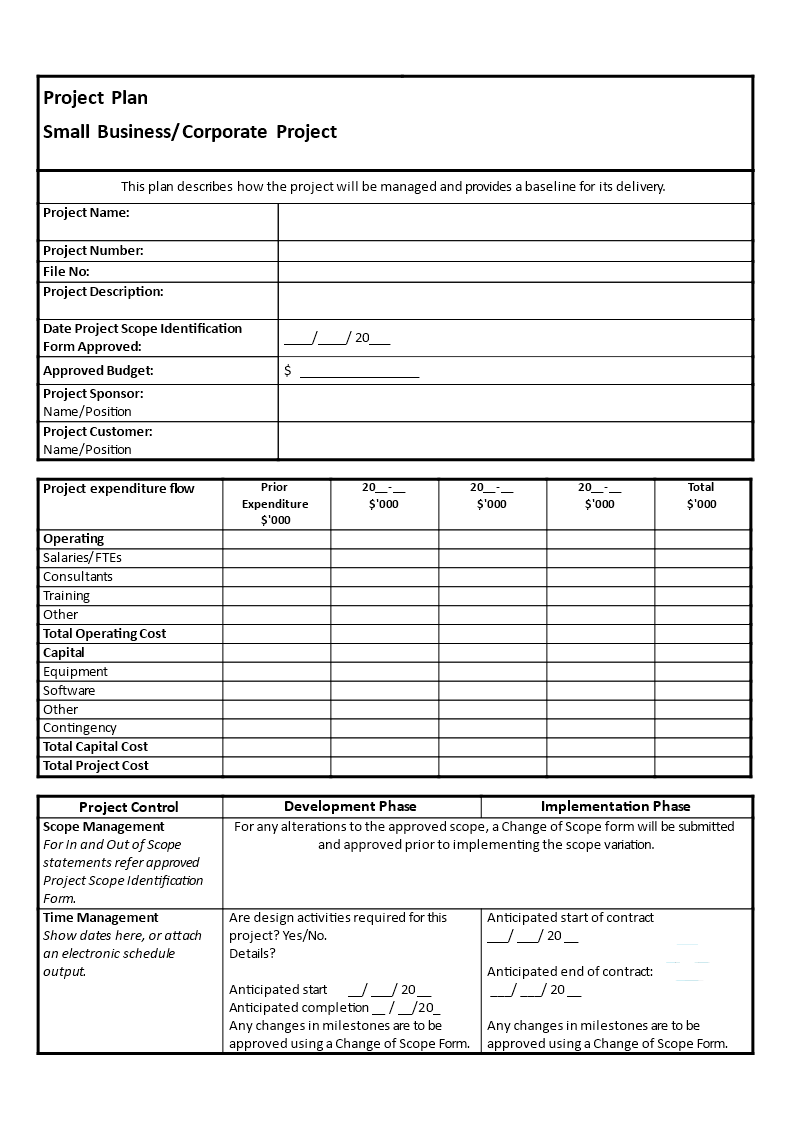 Small Business Project Plan main image